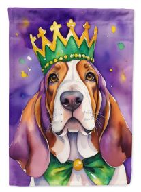 Basset Hound King of Mardi Gras Garden Flag Mailbox Flag Decorative Yard Flag Banner Outside Patio Artwork Yard Flower Beds, Garden Size, Multico