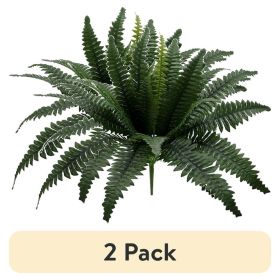 (2 pack) 21in Indoor Artificial Plant, Fern Bush, Green Color. Indoor Use. Not in Pot.