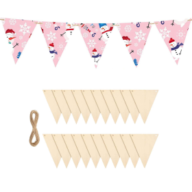 20pcs Wooden Triangular Flag Banners For Holiday Decoration Hanging (Option: 20pcs)