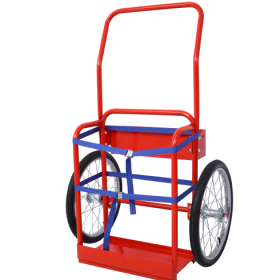 Large Dual Oxygen Tank Cart Dolly Double Cylinder Cart, 20 Pneumatic Wheels Includes Two Fastening Belts (Color: Red)