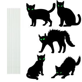 6Pcs Skull Or 6Pcs Tomb Or 5Pcs Black Cat Halloween Yard Sign Decorations  Glow In The Dark For Haunted House Garden Yard And Scary Theme Party (Option: Black Cat)