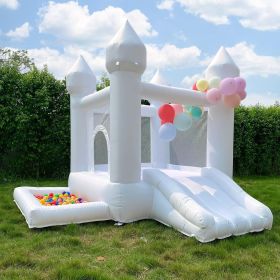 White Bounce House, Castle Theme Kids Inflatable Trampoline With UL Blower, Durable And Easy To Set Up, Safe And Fun For Active Kids--Selling On (Color: White)