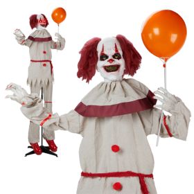 5.7ft Eye Red Light Vibration Clown Sound Voice Control, Standing Balloon Clown, Battery Model - Battery Not Included, Halloween Standing Decorat (Color: White)