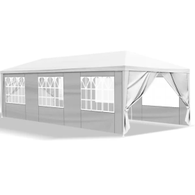 10x30 Outdoor Party Tent With 8 Removable Sidewalls Waterproof Canopy Patio Wedding Gazebo White (Color: White)