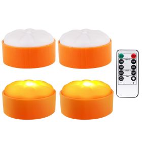 4 Pack Halloween LED Pumpkin Lights Battery Operated Halloween Decoration Lights With 2 Light Modes 4 Timer Setting Remorte Control For Party Pum (Color: Orange)